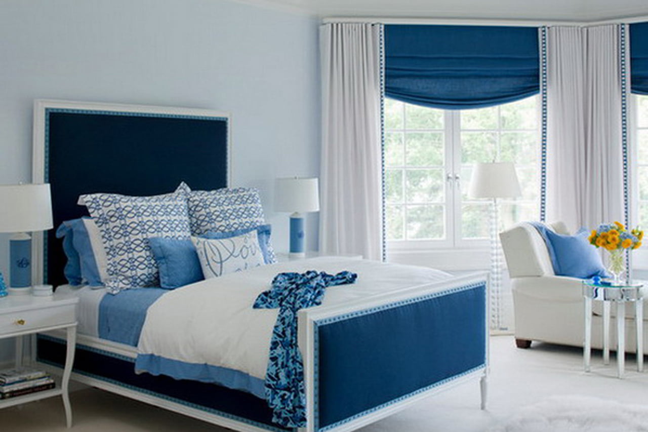 غرف نوم باللون الازرق والابيض كيف اجدد فى الوان غرفة النوم باستخدام لونين الابيض والازرق حلوه خيال